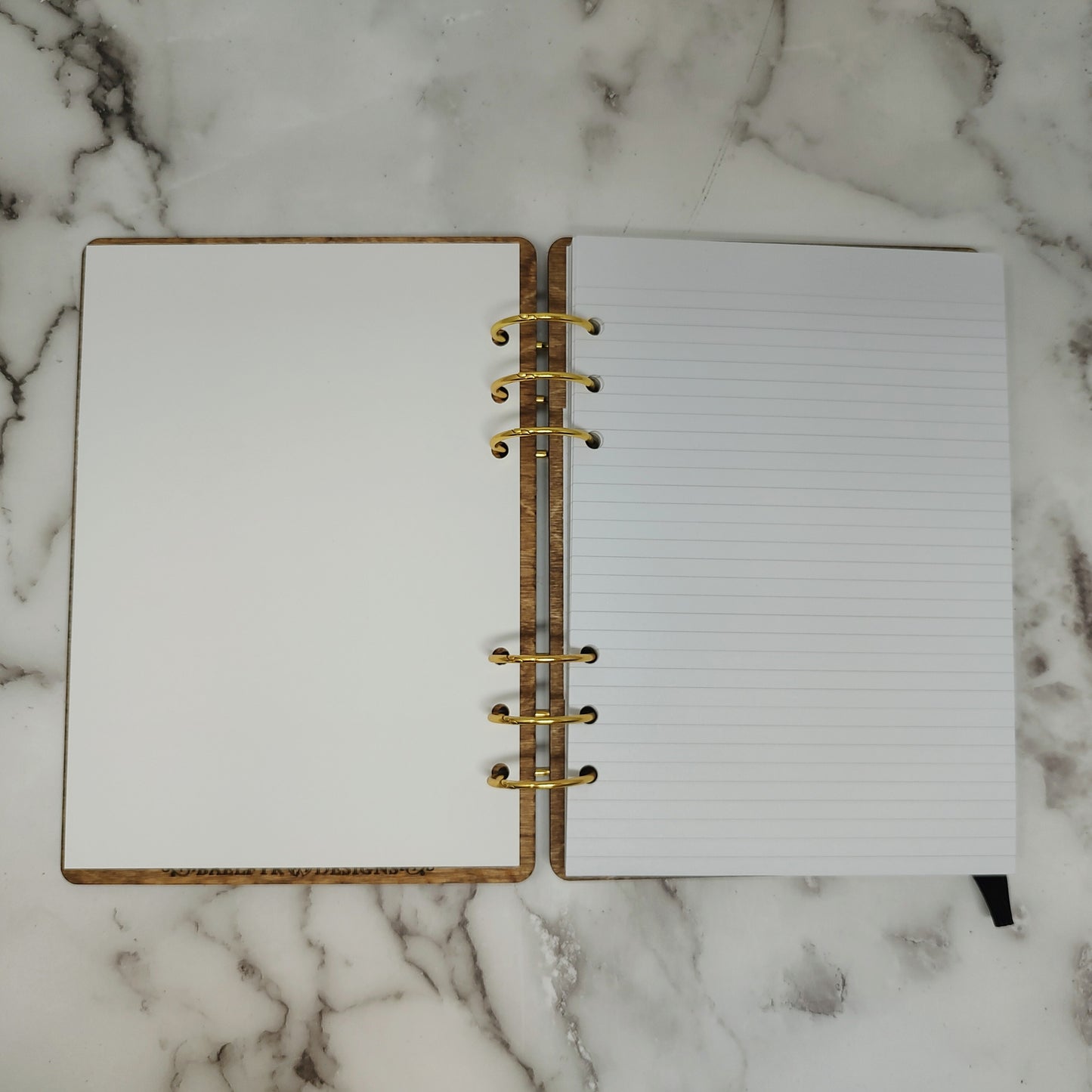 A5 Size - Antique Flower Fabric Covered Wooden Notebook