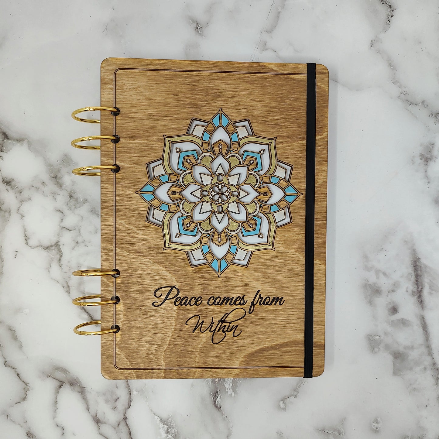 *NEW Version* Small Mandala A5 Wooden Notebook
