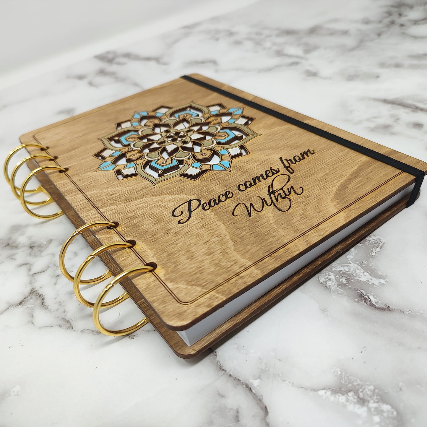 *NEW Version* Small Mandala A5 Wooden Notebook