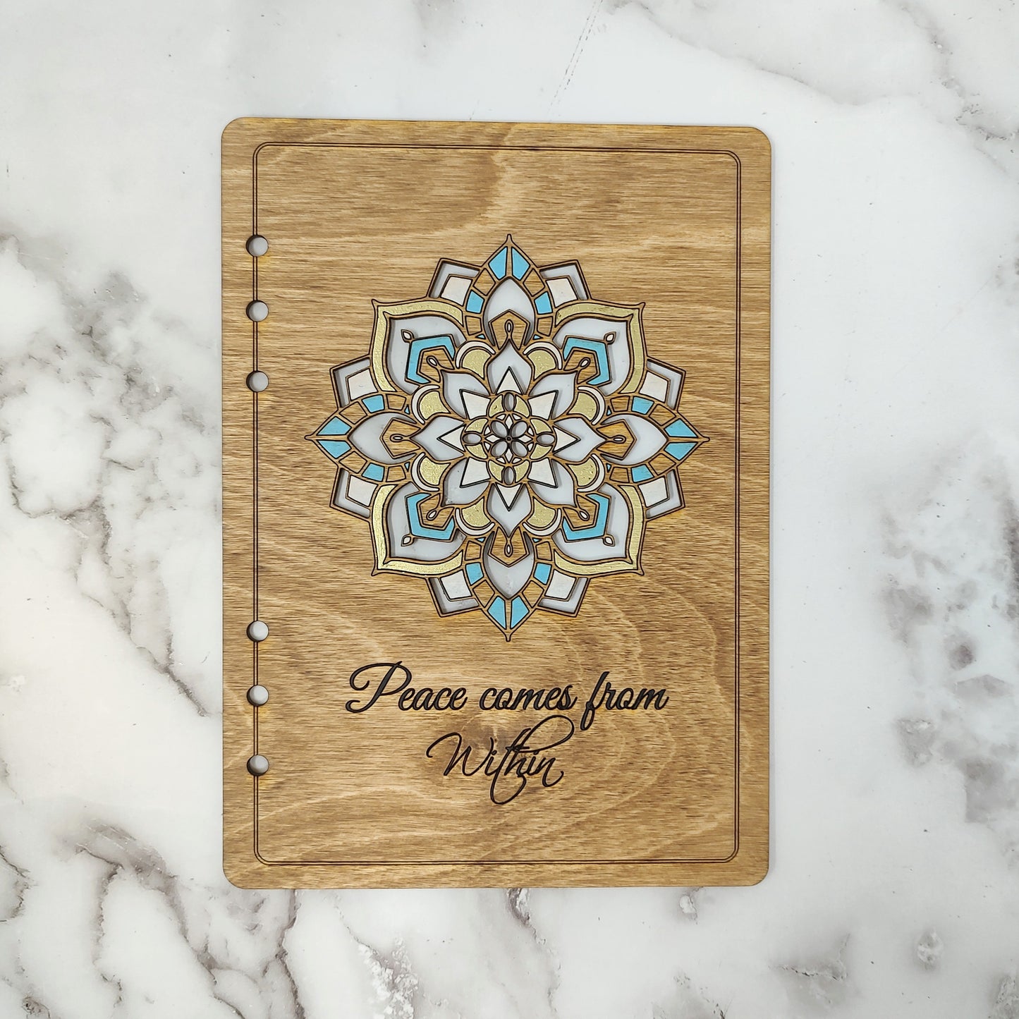 *NEW Version* Small Mandala A5 Wooden Notebook