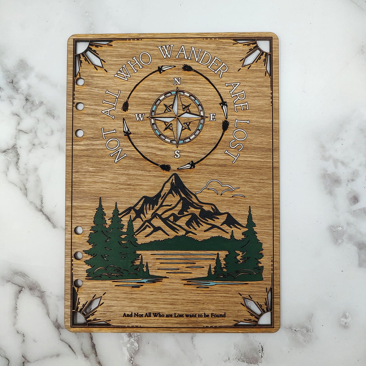 A5 Size - Not All who Wander are Lost Wooden Notebook