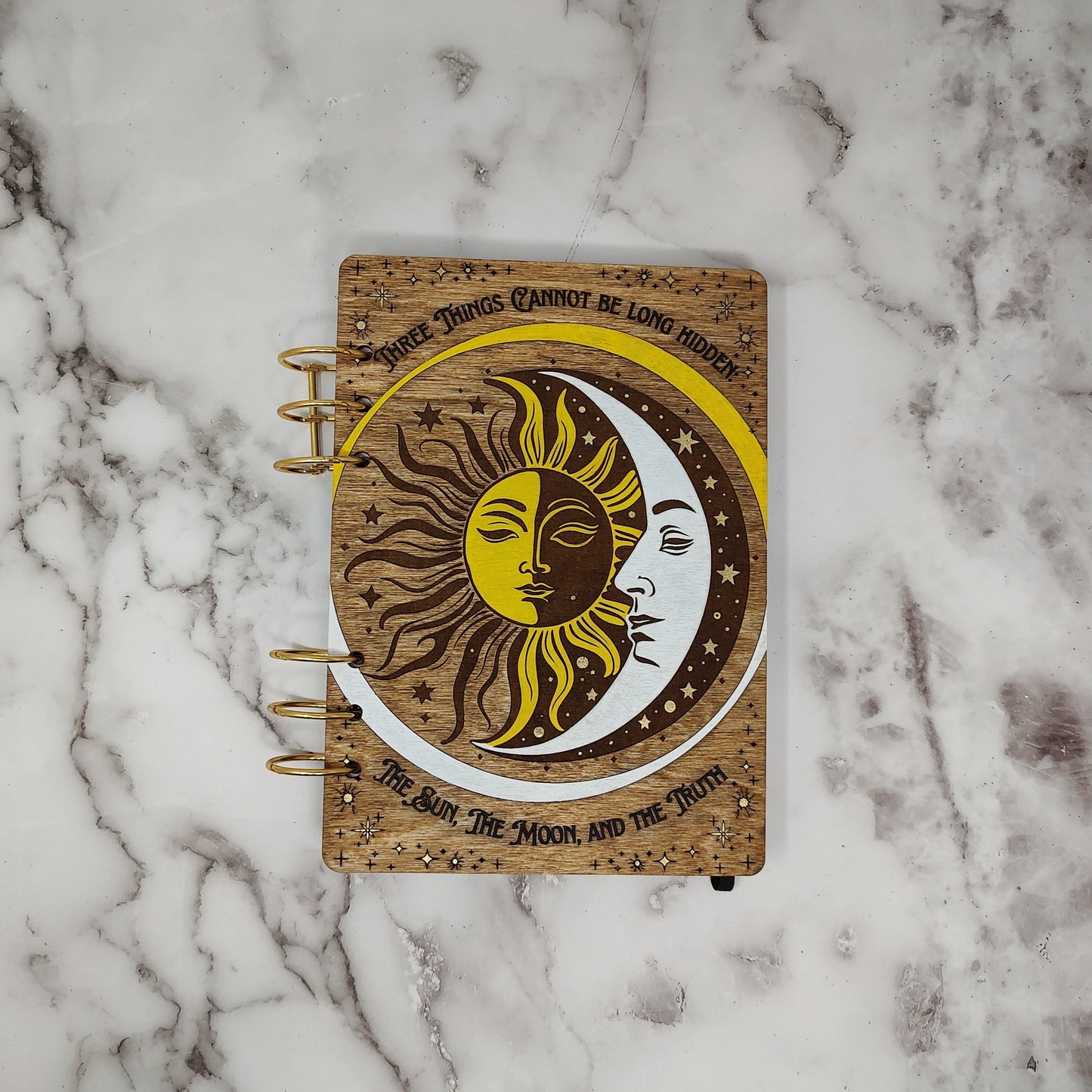 A5 Size - Sun and Moon Wooden Notebook