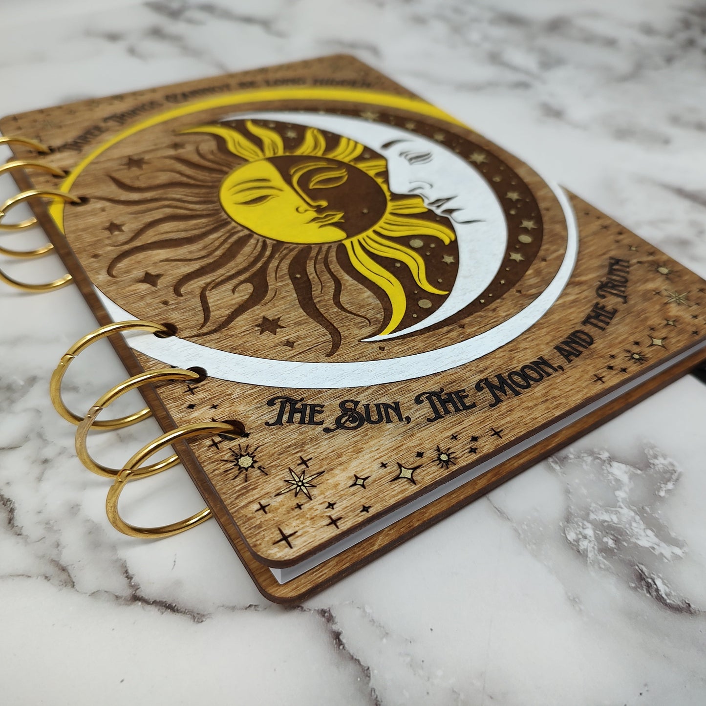 A5 Size - Sun and Moon Wooden Notebook