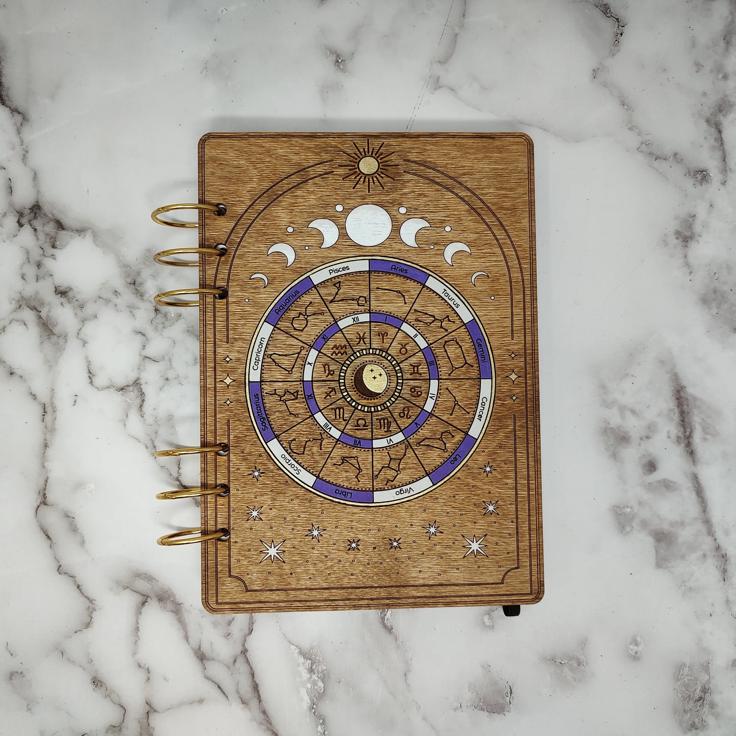 A5 Size - Astrology Calendar Wooden Notebook