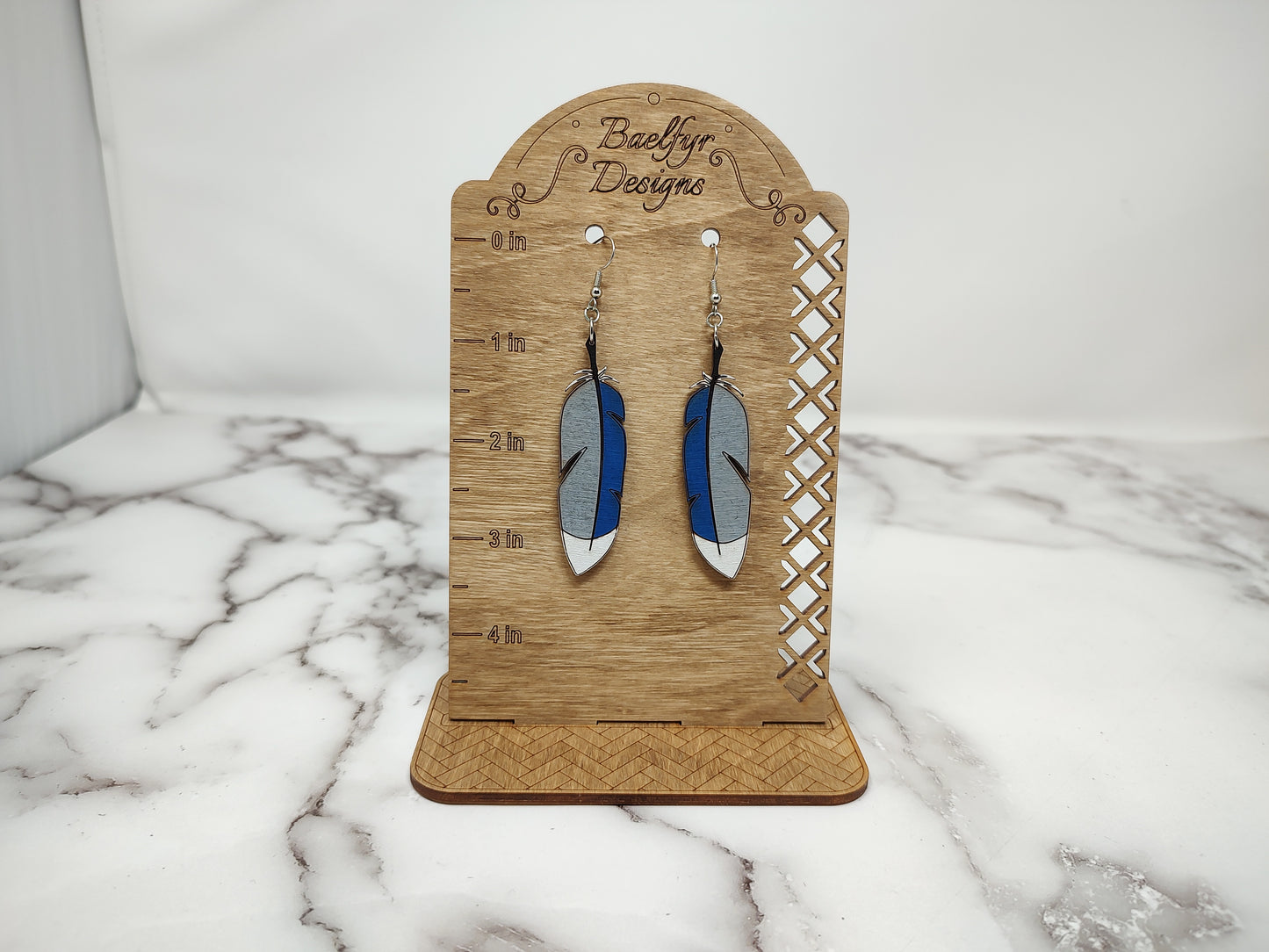 Mallard Duck Feather Wooden Earrings