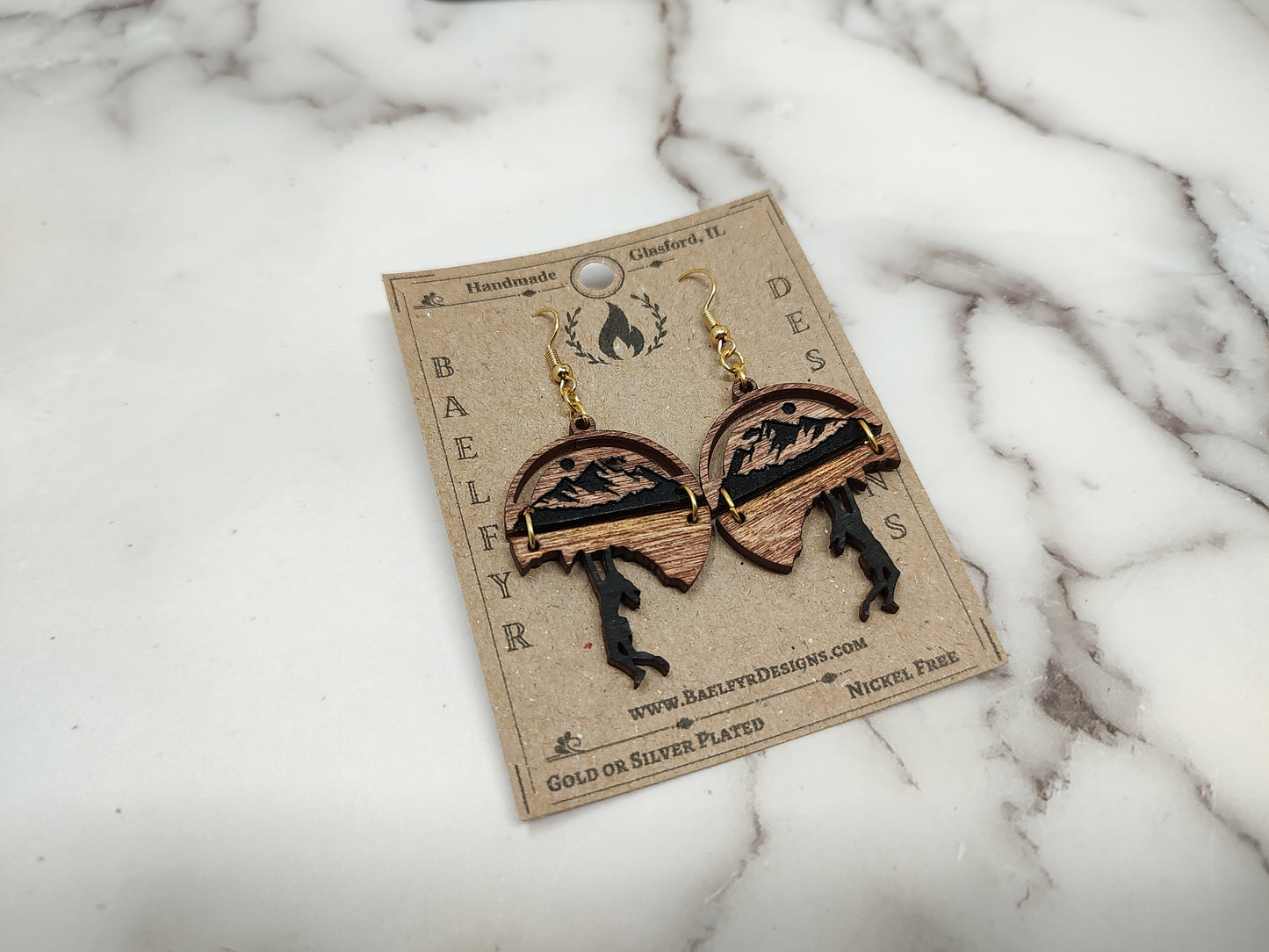 Mountain Climber Wooden Earrings