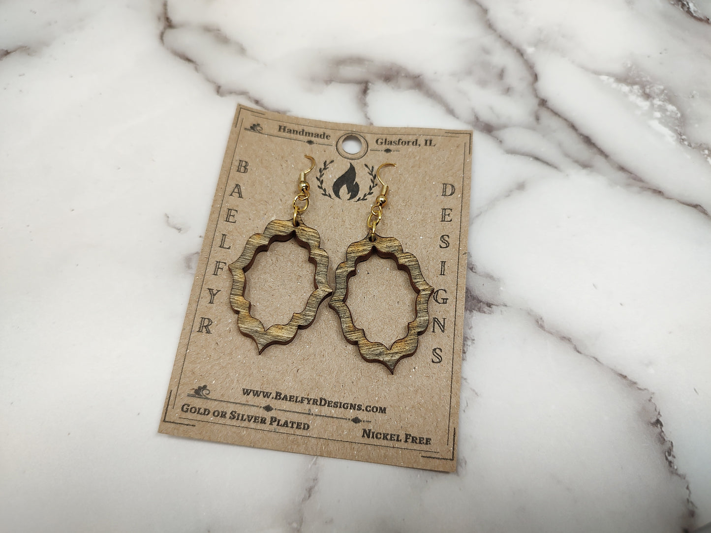 Grey Scallop Wooden Earrings