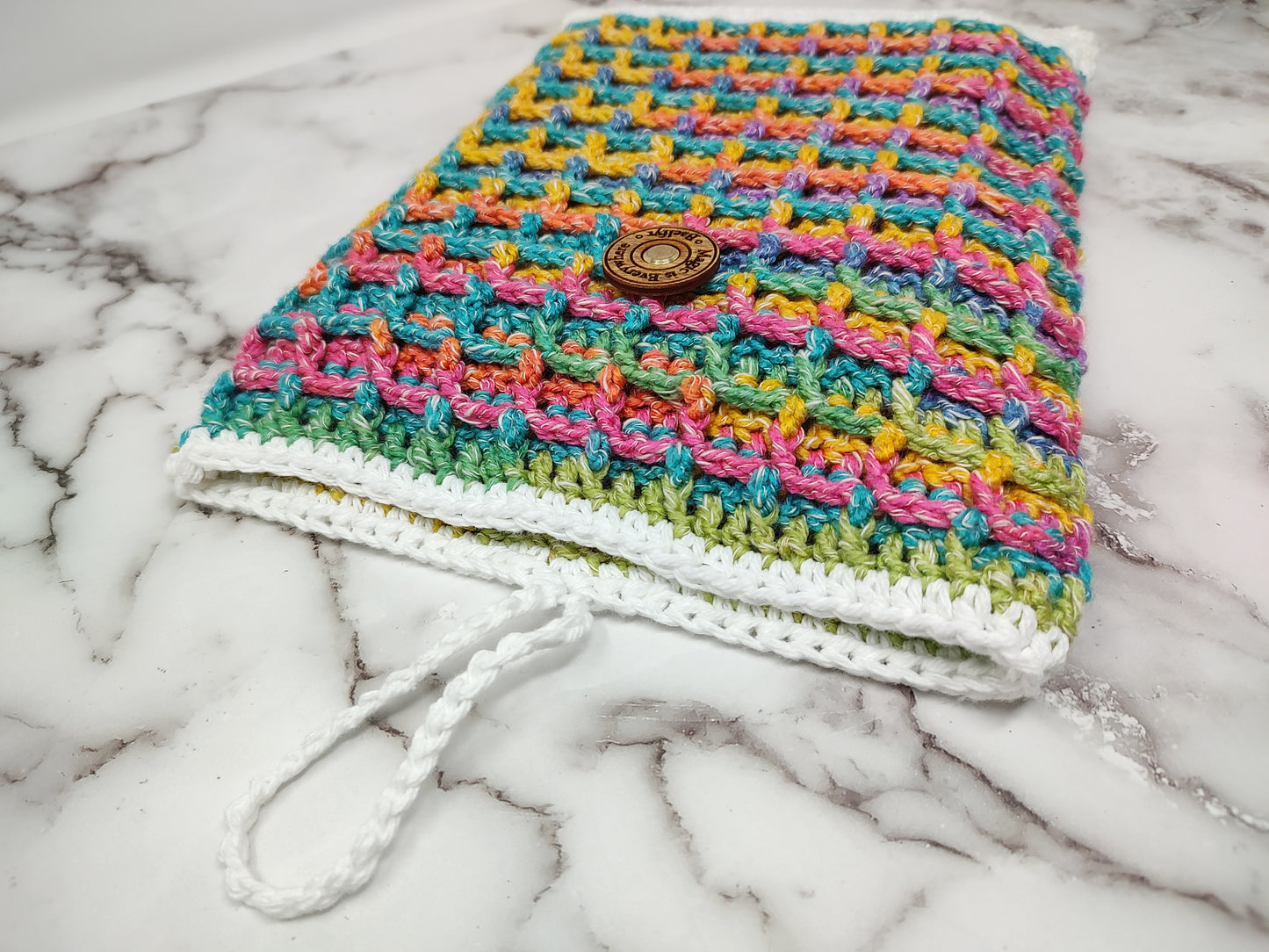 Vertical Variegated Waffle Stitch Crochet Book Sleeve