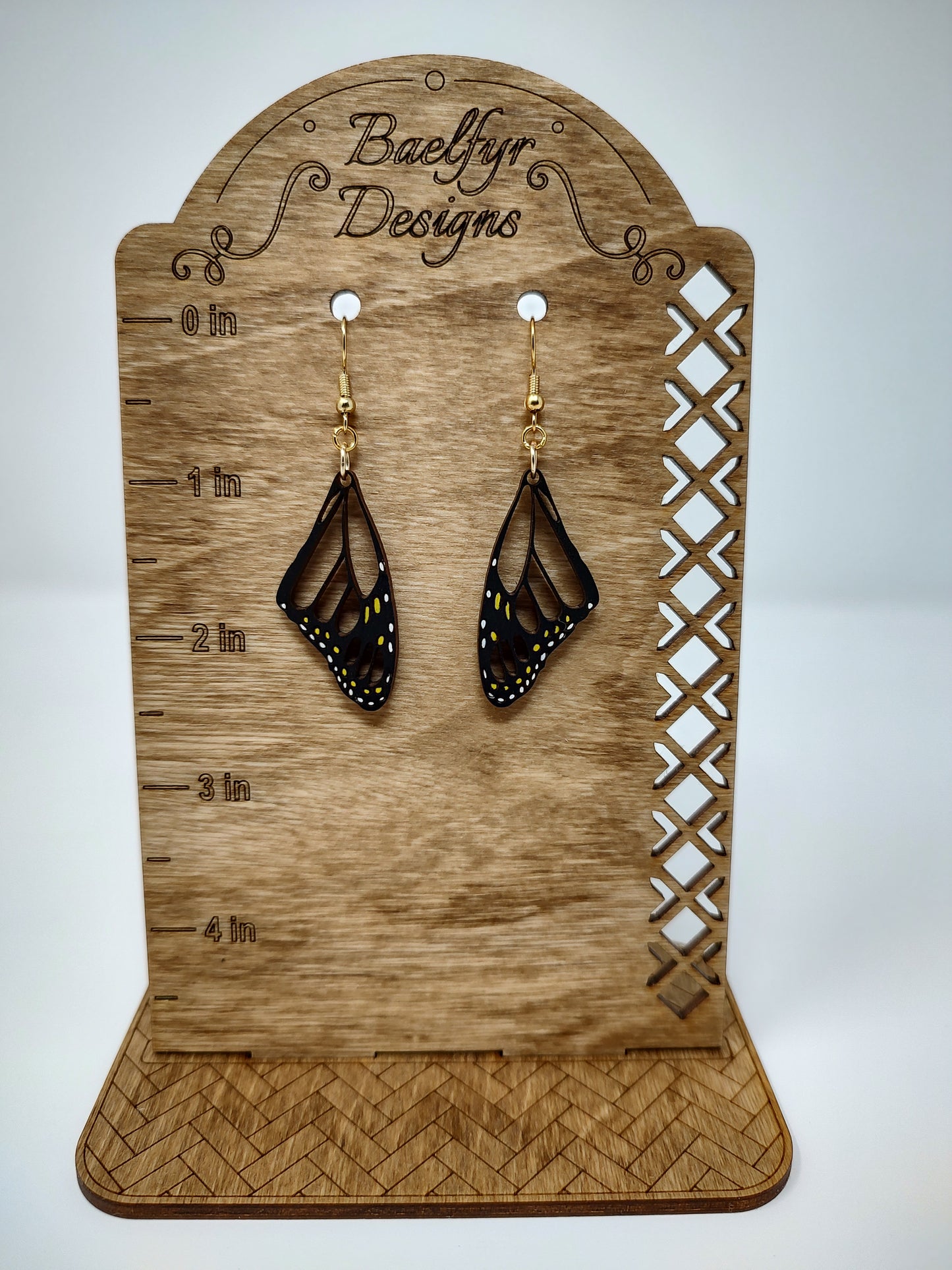 Monarch Butterfly Wing Wooden Earrings