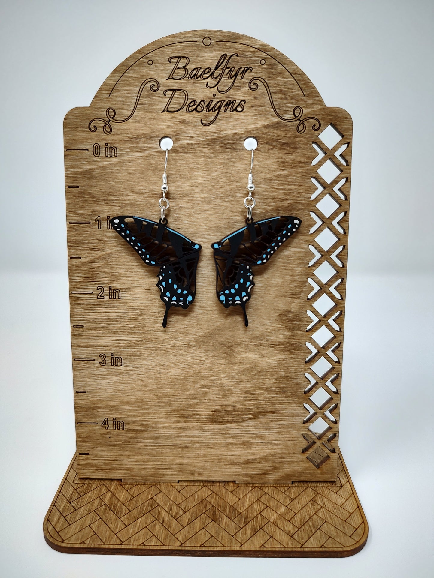 Tiger Striped Swallowtail Butterfly Wooden Earrings
