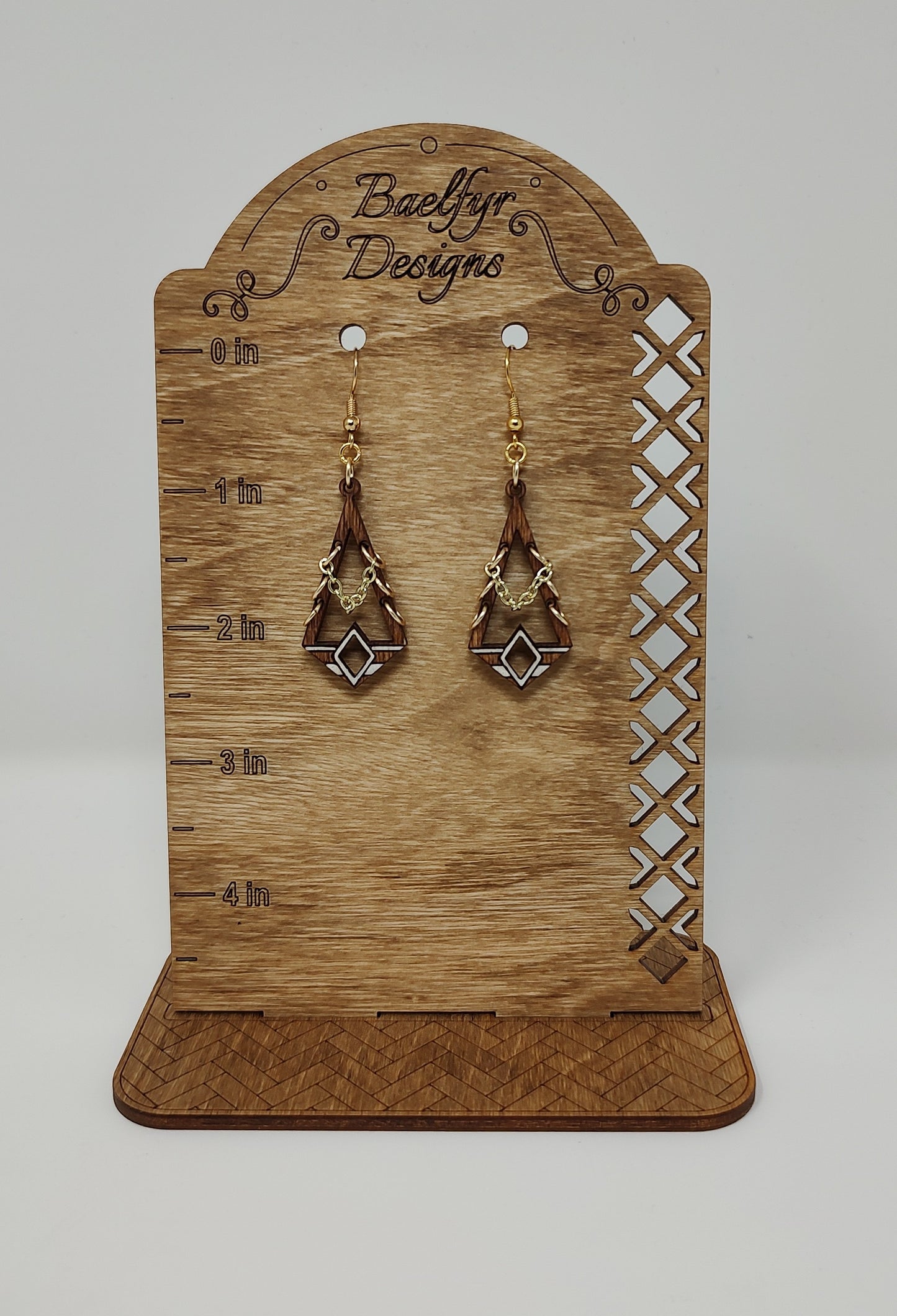 Geometric Diamond Wooden Earrings
