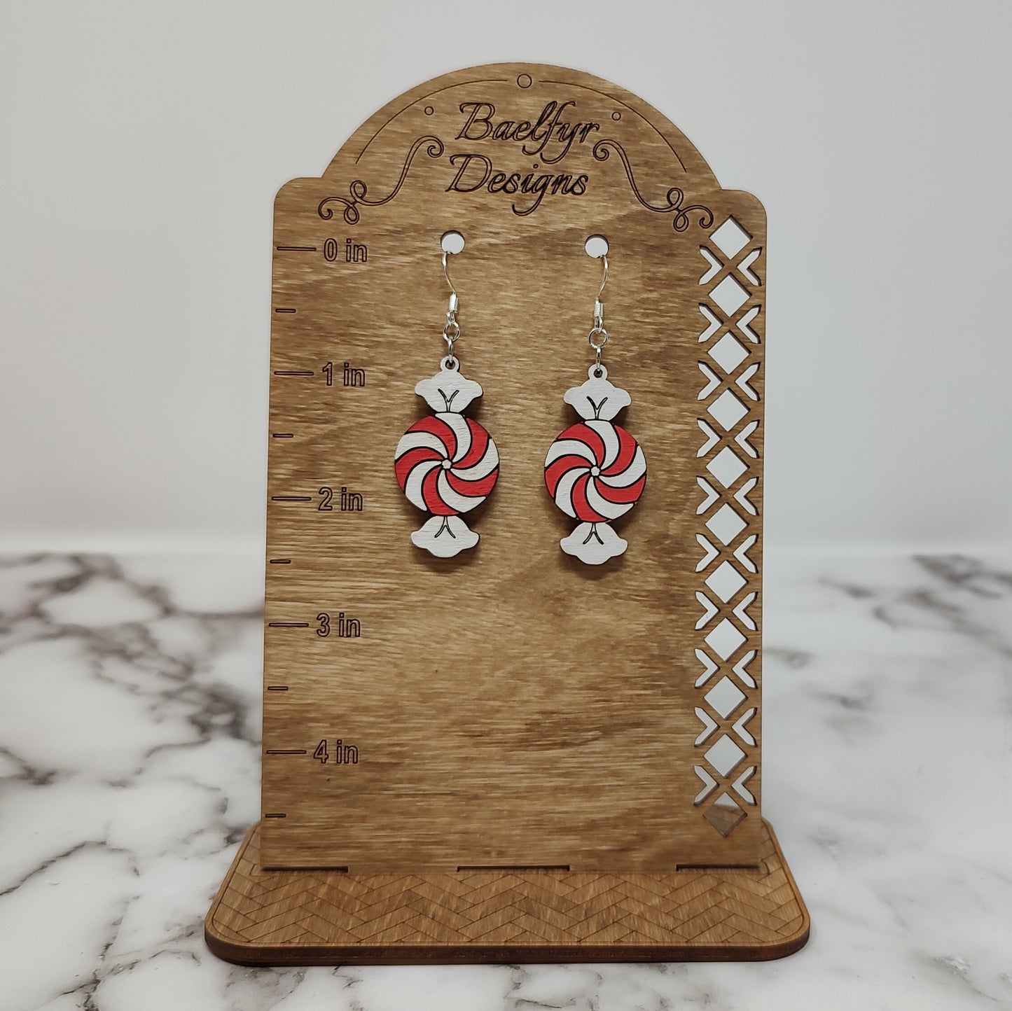 Peppermint Candy Wooden Earrings
