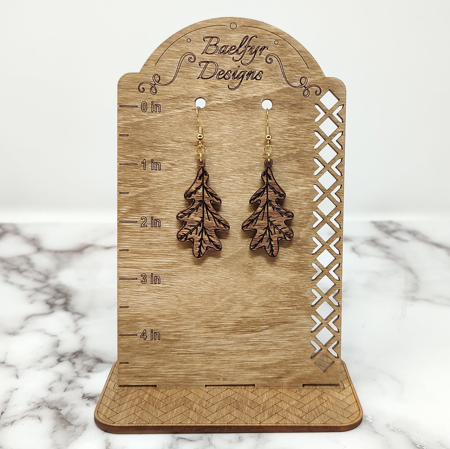 Oak Leaf Wooden Earrings