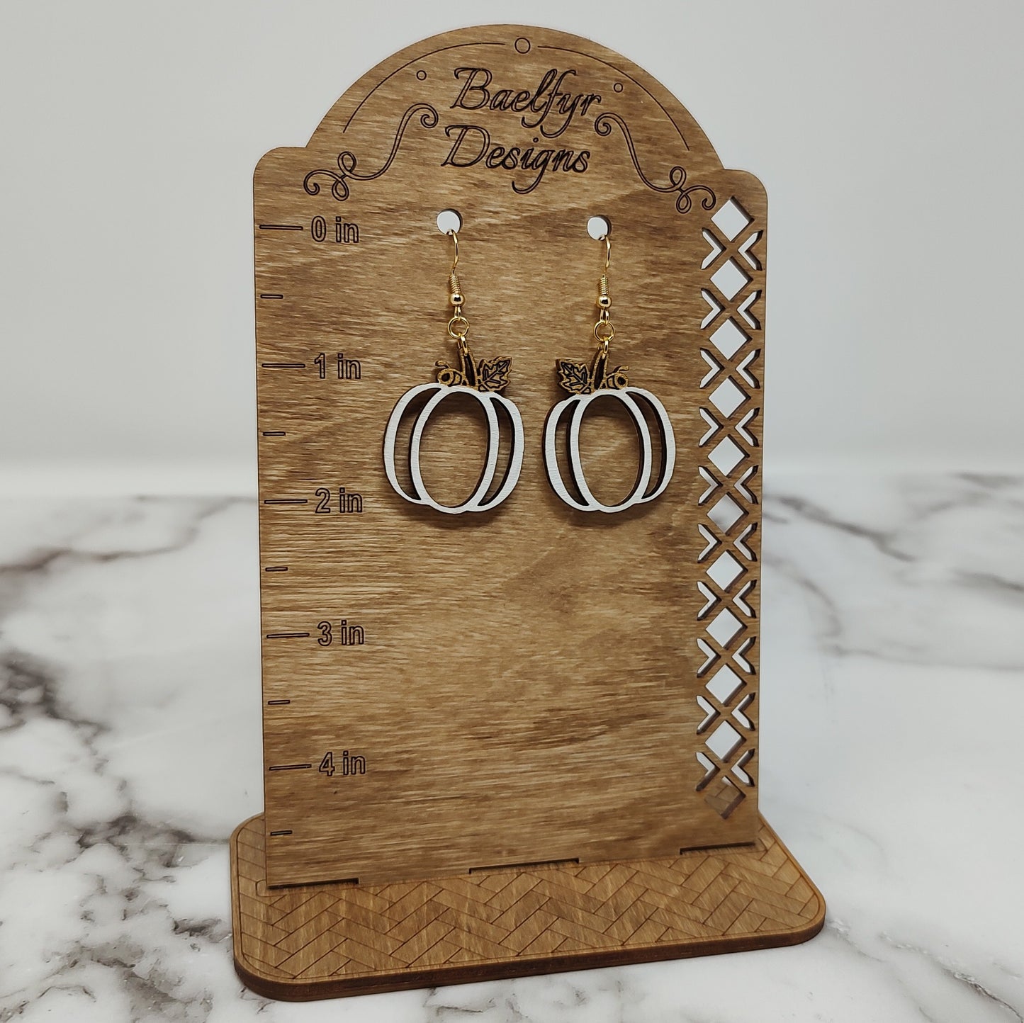 White Pumpkin Wooden Earrings