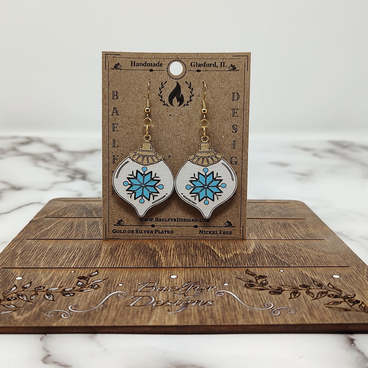 Christmas Ornament Wooden Earrings