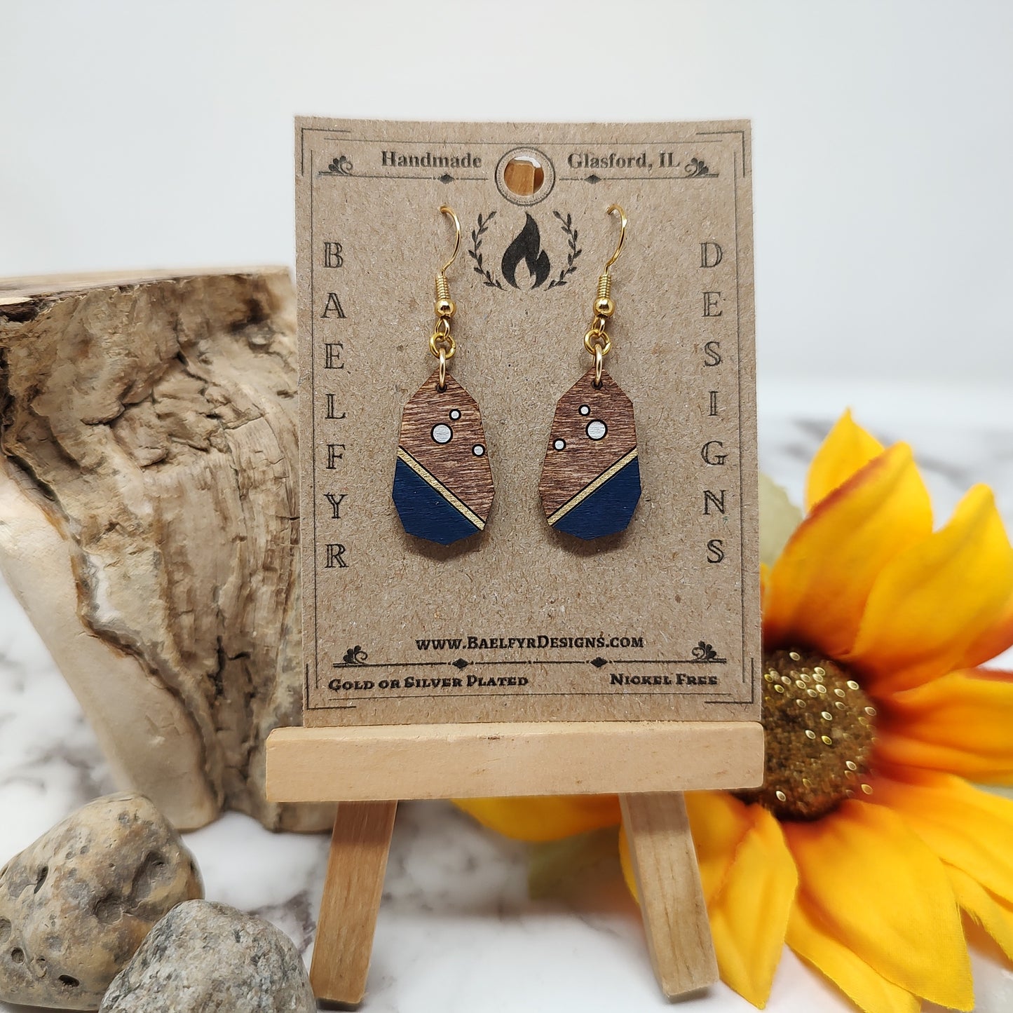 *Limited* Small Navy geometric dangle Earring