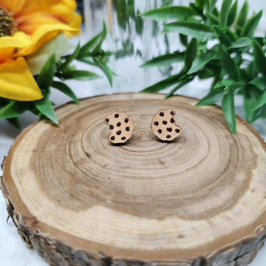 Chocolate Chip Cookies Wooden Stud Earrings