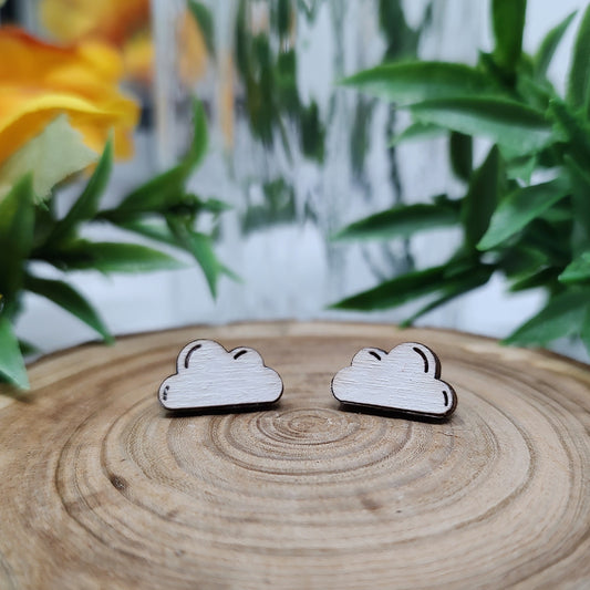 Cloud Wooden Stud Earrings