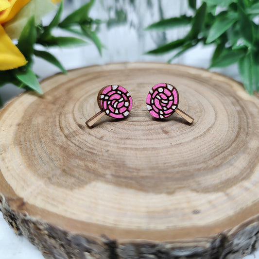 Lollipop Wooden Stud Earrings