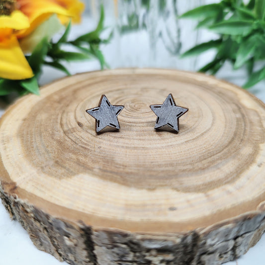 Star Wooden Stud Earrings