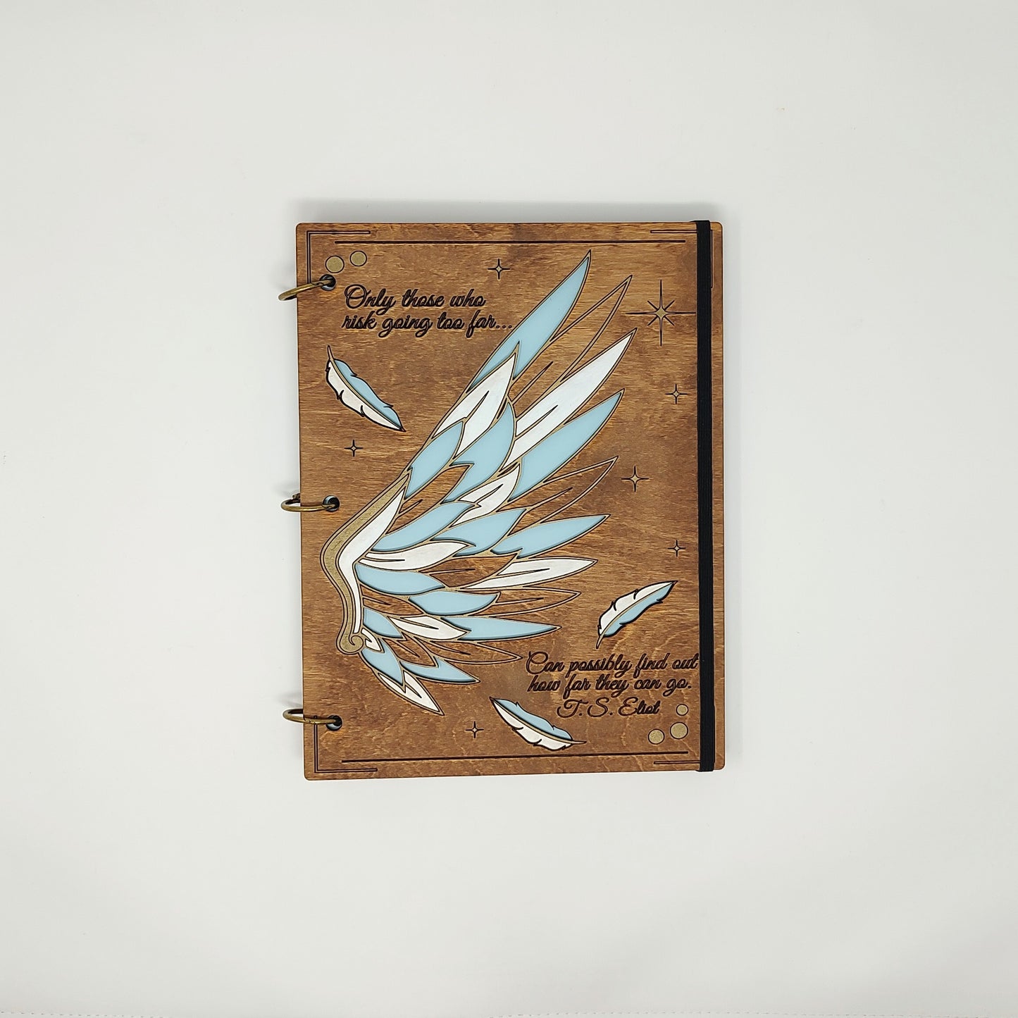 FULL Size - White and Gold Wing Wooden Notebook