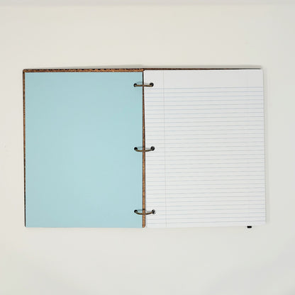 Large Size - White and Gold Wing Wooden Notebook