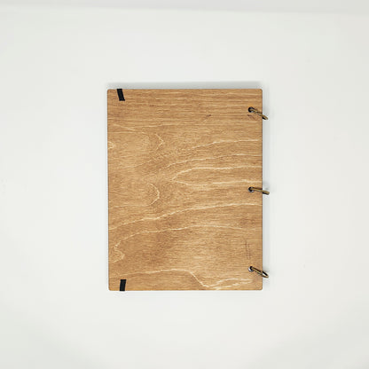 Large Size - White and Gold Wing Wooden Notebook