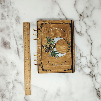 A5 Size - Butterfly Moon Wooden Notebook