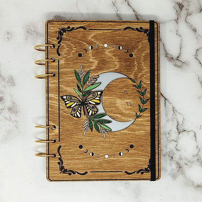 A5 Size - Butterfly Moon Wooden Notebook