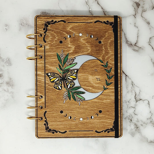 *NEW Version* Butterfly Moon A5 Wooden Notebook