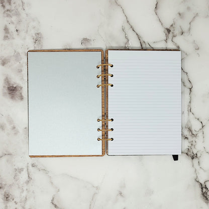 A5 Size - Butterfly Moon Wooden Notebook
