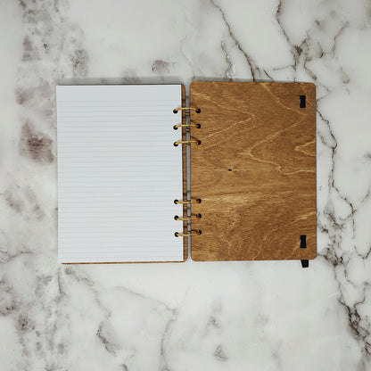 A5 Size - Butterfly Moon Wooden Notebook