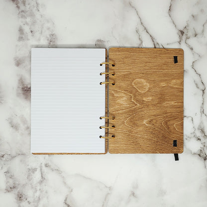 A5 Size - Gold and White Wing Wooden Notebook