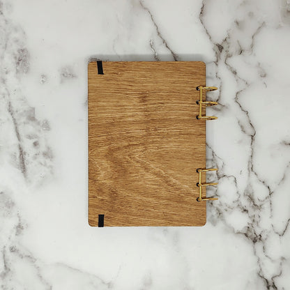 A5 Size - Gold and White Wing Wooden Notebook