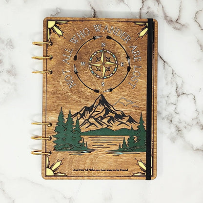 A5 Size - Not All who Wander are Lost Wooden Notebook