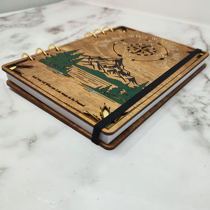 A5 Size - Not All who Wander are Lost Wooden Notebook