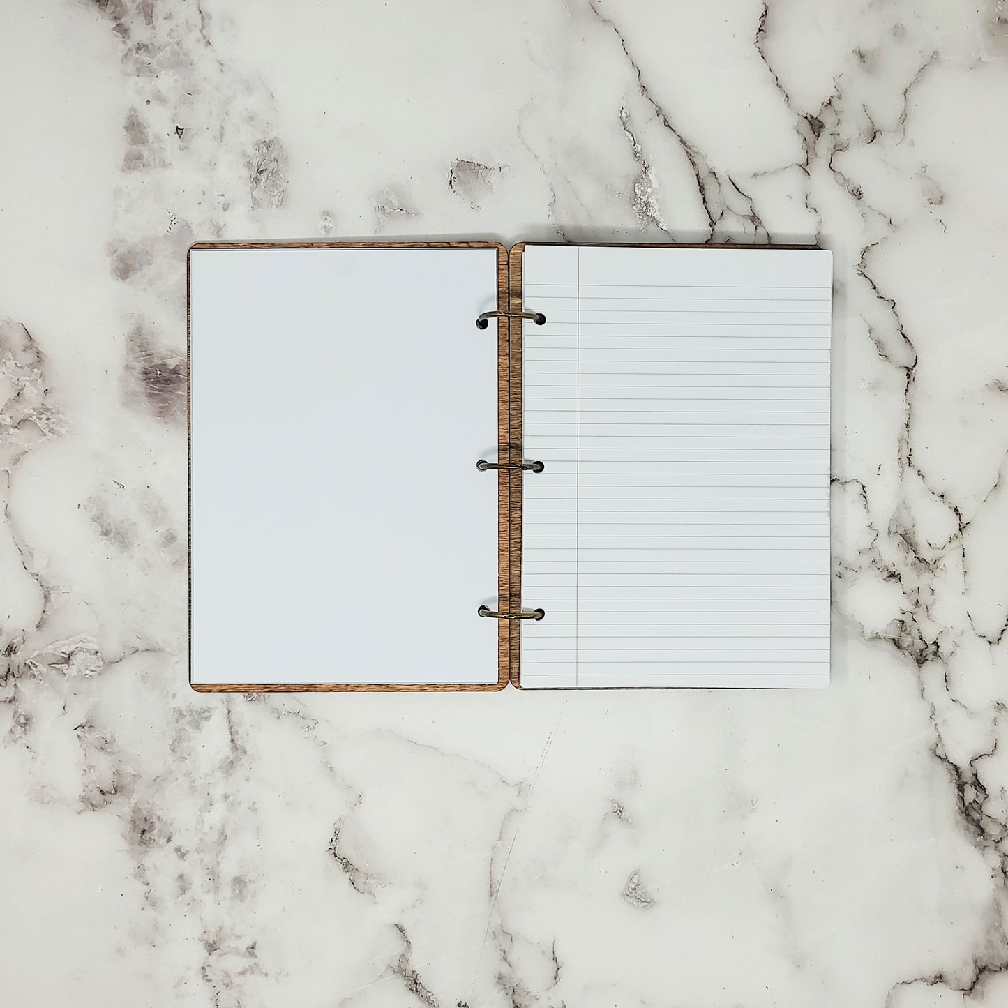 *3 Hole Punch* White and Gold Wing A5 Wooden Notebook