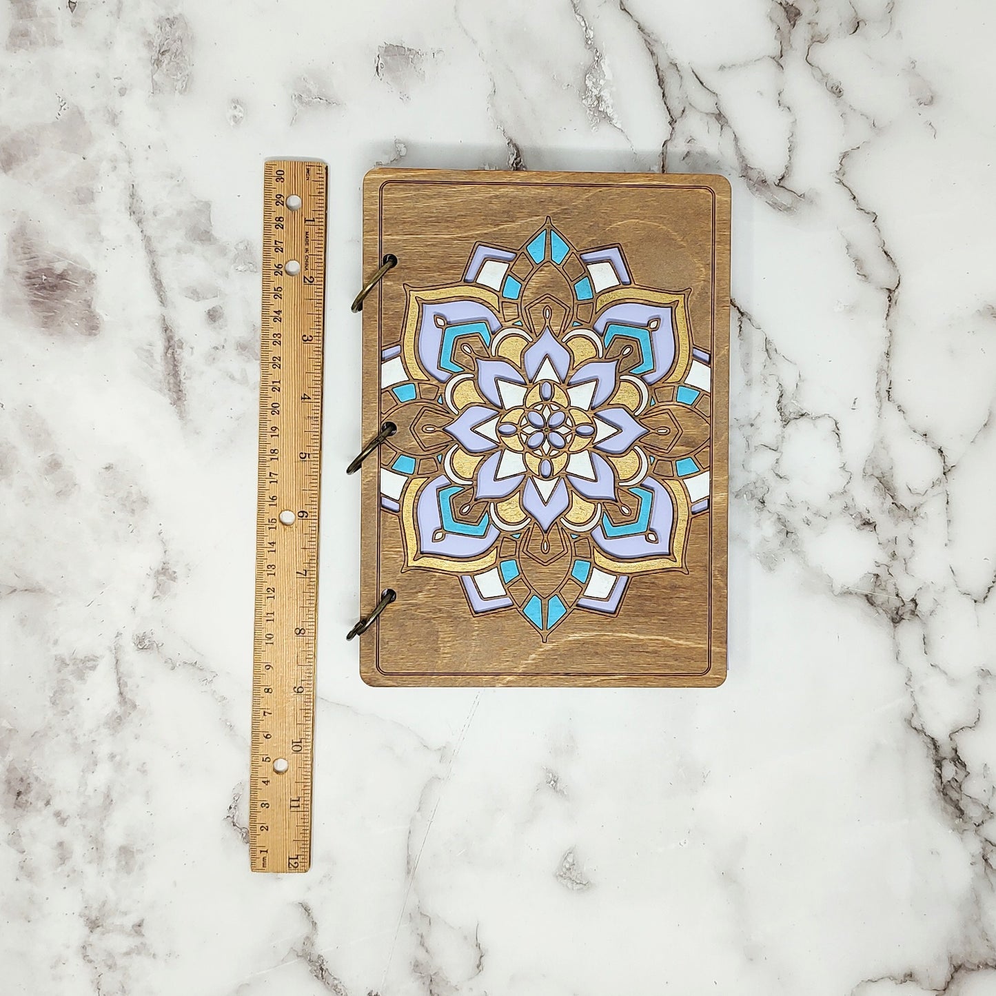 *3 Hole Punch* Mandala A5 Wooden Notebook