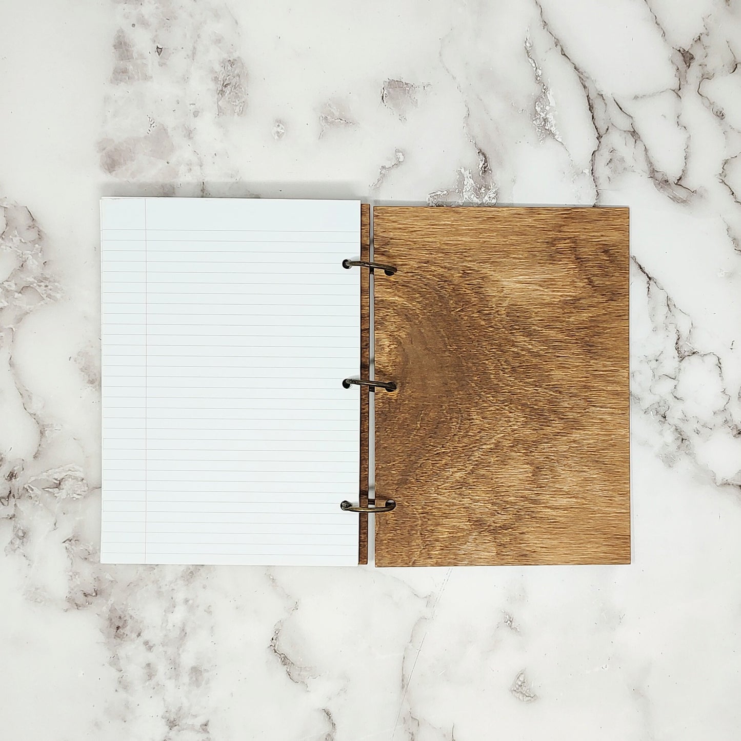 *3 Hole Punch* Green and White Leaves A5 Wooden Notebook