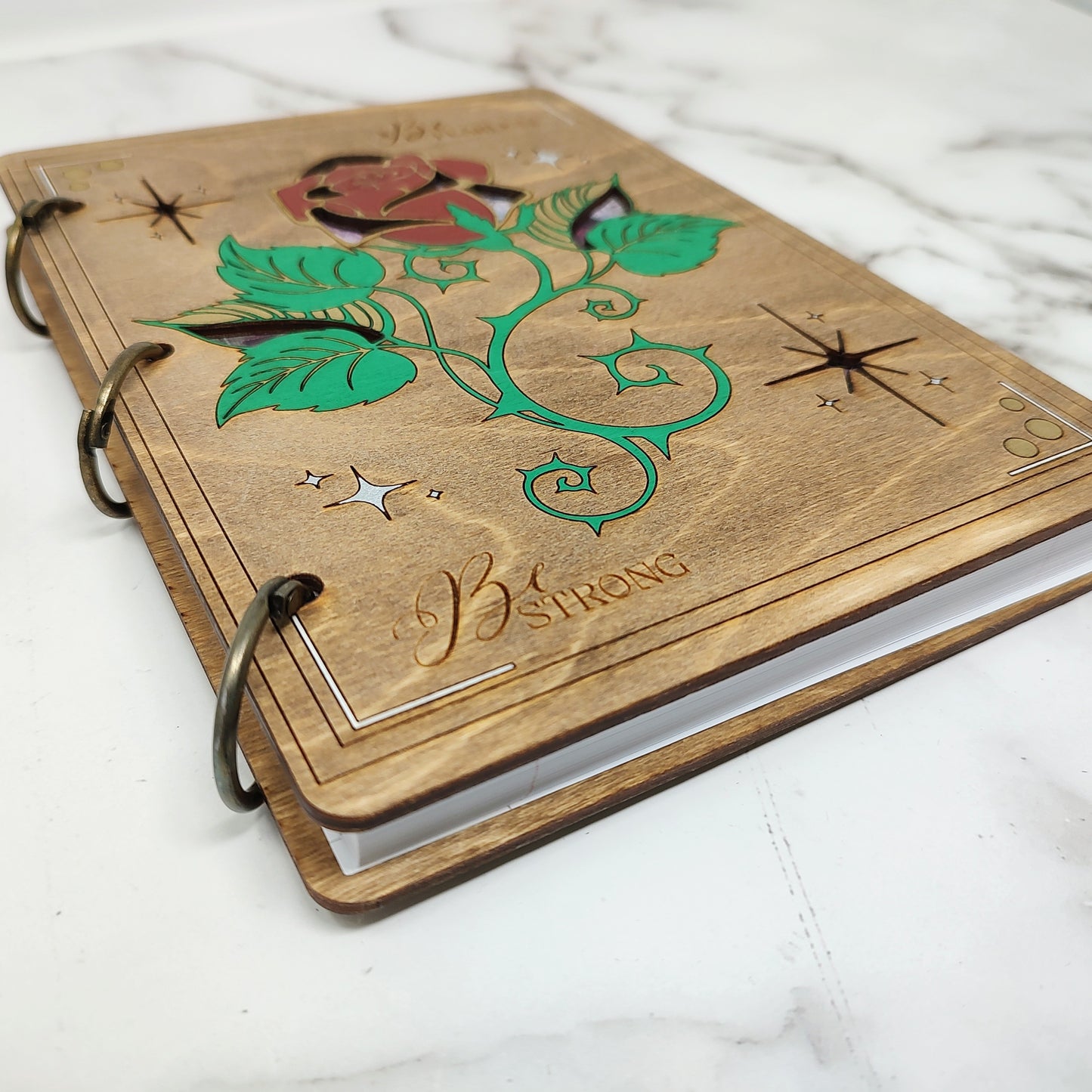 *3 Hole Punch* Briar Rose A5 Wooden Notebook