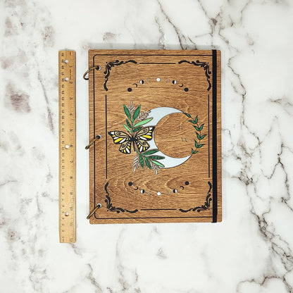 Large Size - Butterfly Moon Wooden Notebook