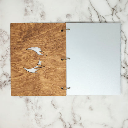 Large Size - Butterfly Moon Wooden Notebook
