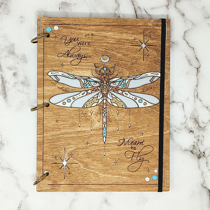 Large Size - Dragonfly Wooden Notebook