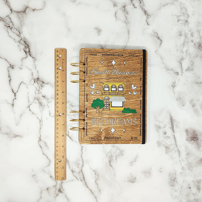 A5 Size - Small Business Big Dreams Wooden Notebook