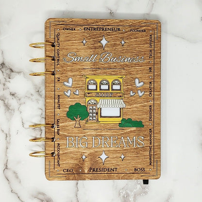 A5 Size - Small Business Big Dreams Wooden Notebook
