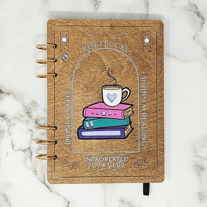 A5 Size - Introverted Book Club Wooden Notebook