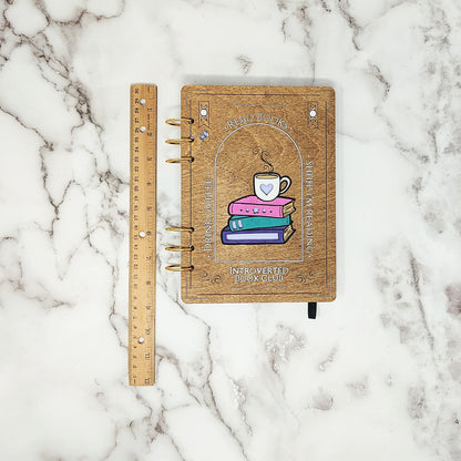 A5 Size - Introverted Book Club Wooden Notebook