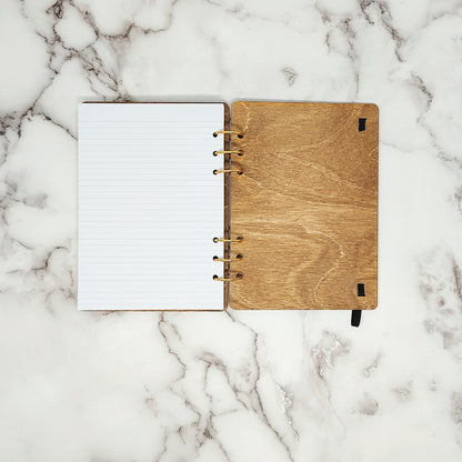 A5 Size - Introverted Book Club Wooden Notebook