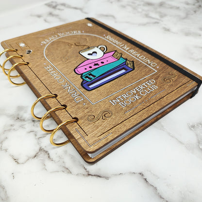 A5 Size - Introverted Book Club Wooden Notebook