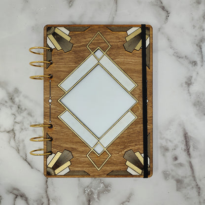 A5 Size - Art Deco Inspired Wooden Notebook